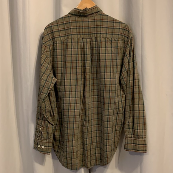 Nautica size large 100% cotton LS button down plaid gray green yellow red shirts - Picture 5 of 5